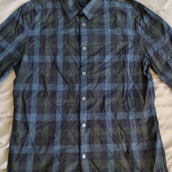 John Varvatos SMALL button up dark plaid - Picture 3 of 5